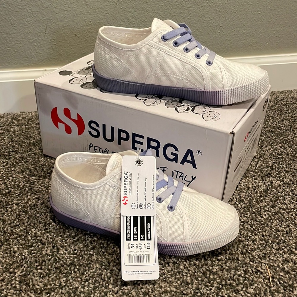 NEW Superga Girls Elastic Lace Sneakers